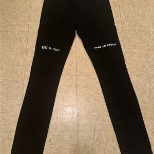 Black Jeans with White Text